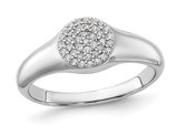 Sterling Silver Circle Ring with Micro Pave Synthetic Cubic Zirconias